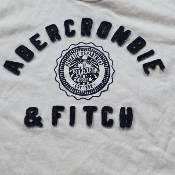 Abercrombie & Fitch Muscle T Shirt Men S White Felt Logo Applique SS Preppy Y2K - Picture 10 of 12